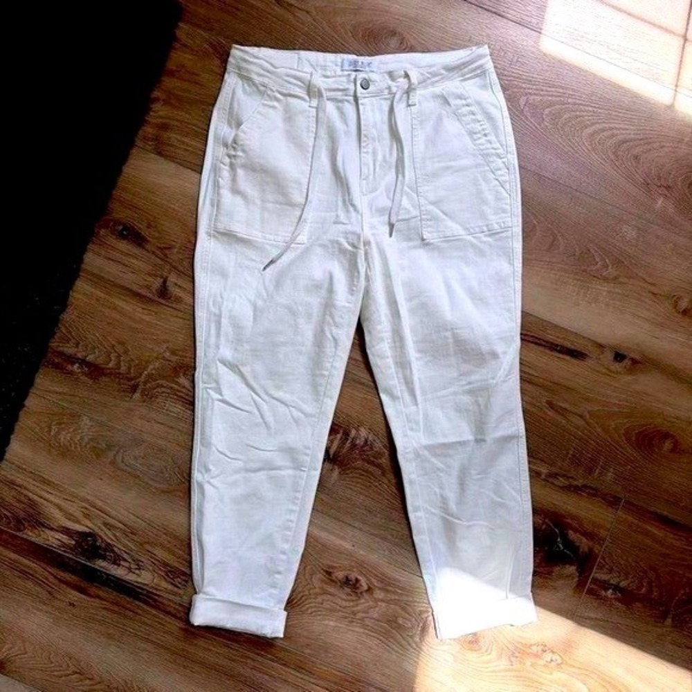 Judy Blue White High Rise Relaxed Tapered Drawstring Jogger‎ Jeans 13/31 Coastal